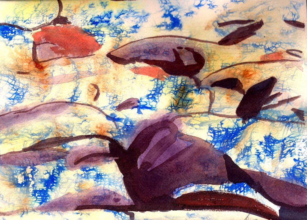 Gause painting exercise, Rocks