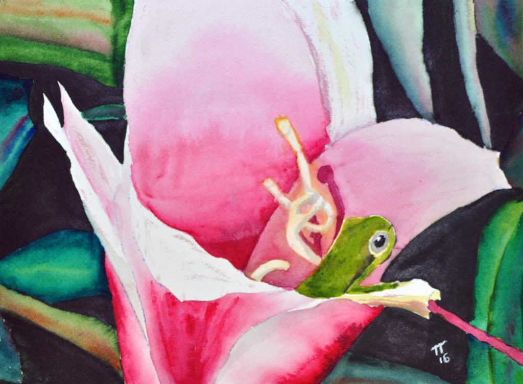 Frog in a Flower