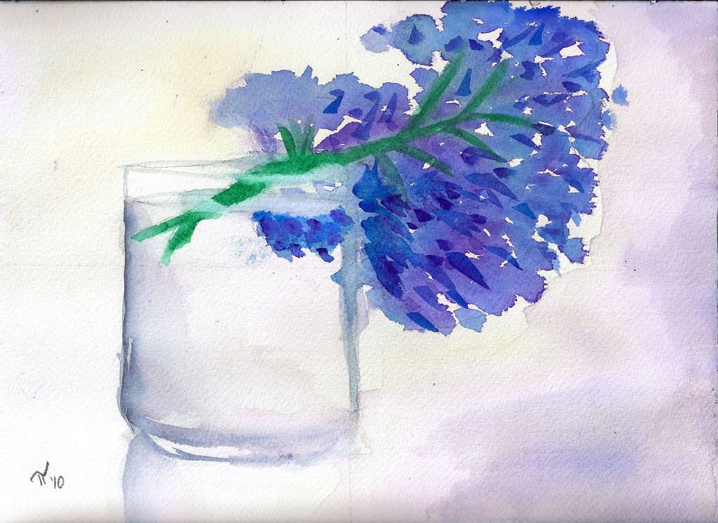 Glass Vase with Hydrangea